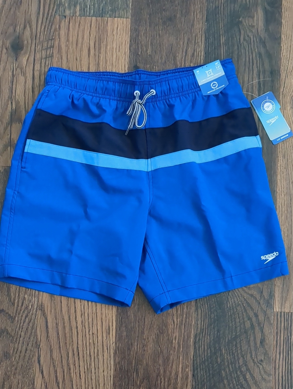 Speedo Men's Blue Colorblock Swim Trunks Shorts Swimsuit, Size Medium, NEW, new